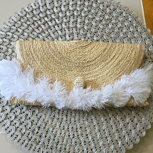 Tan and White Rhinestone and Jute Accessories
